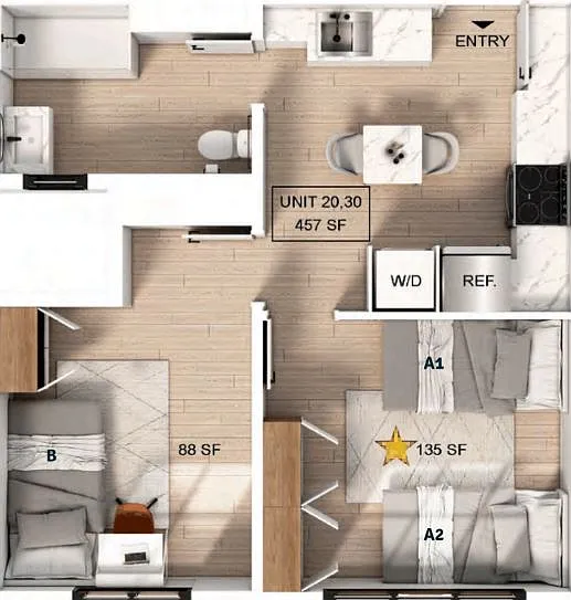 2 Bedroom | 1 Bathroom B Apartment 2 Bedroom | 1 Bathroom B Apartment