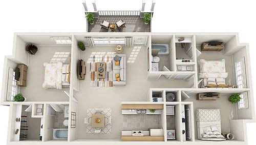 Floor plan Three Bedroom Two Bath