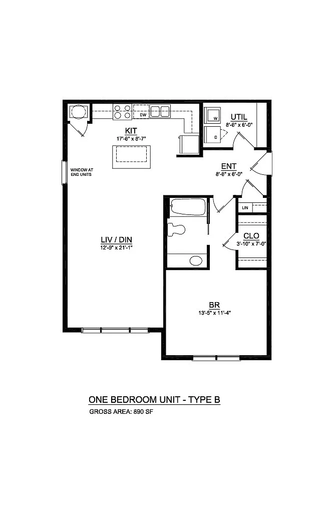 Floor plan 1BR-B