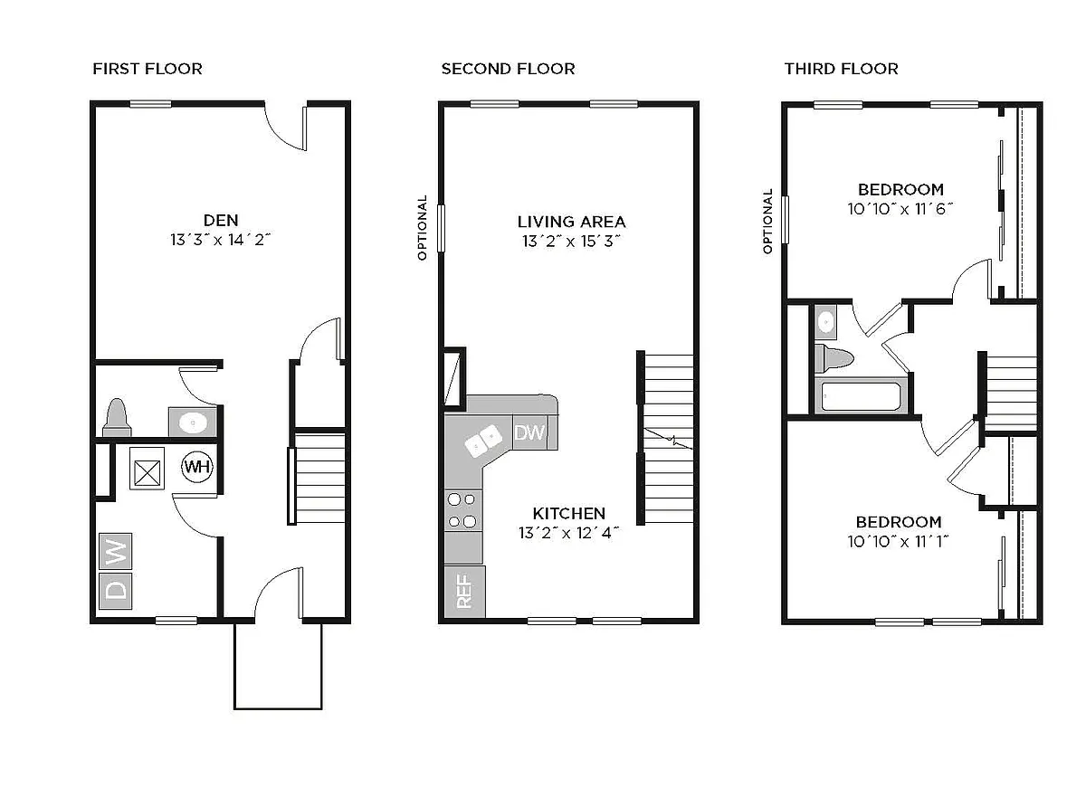 Floor plan B3 Burton - 2 Bedroom, 1.5 Bathroom