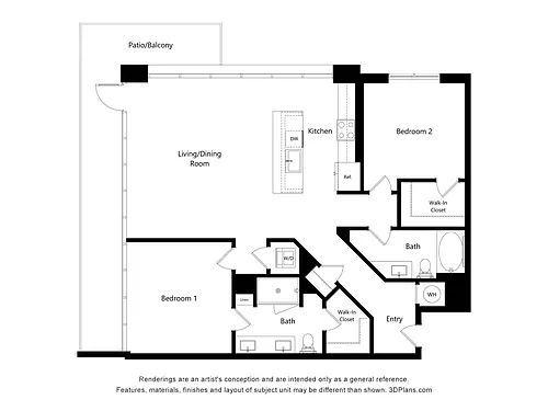 Floor plan 2 Bed/2 Bath-B4
