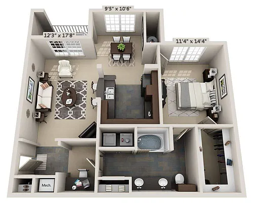Floor plan Plan C (A1D)