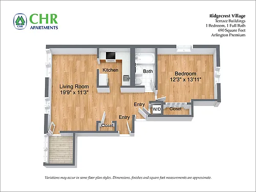 Floor plan 1 Bed/1 Bath