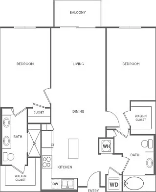 Two Bedroom Two Bath (1133 SF) Two Bedroom Two Bath (1133 SF)