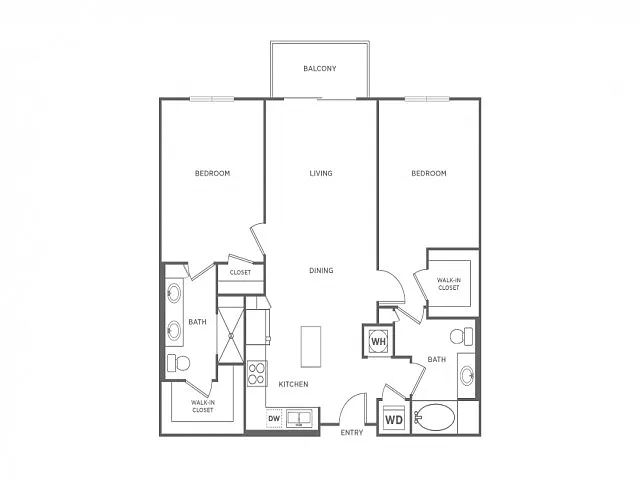 Floor plan Two Bedroom Two Bath (1133 SF)