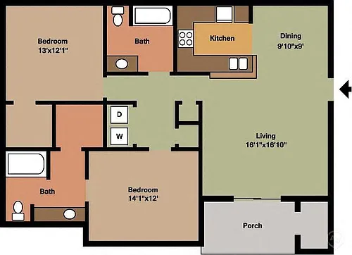 Floor plan Two Bedroom