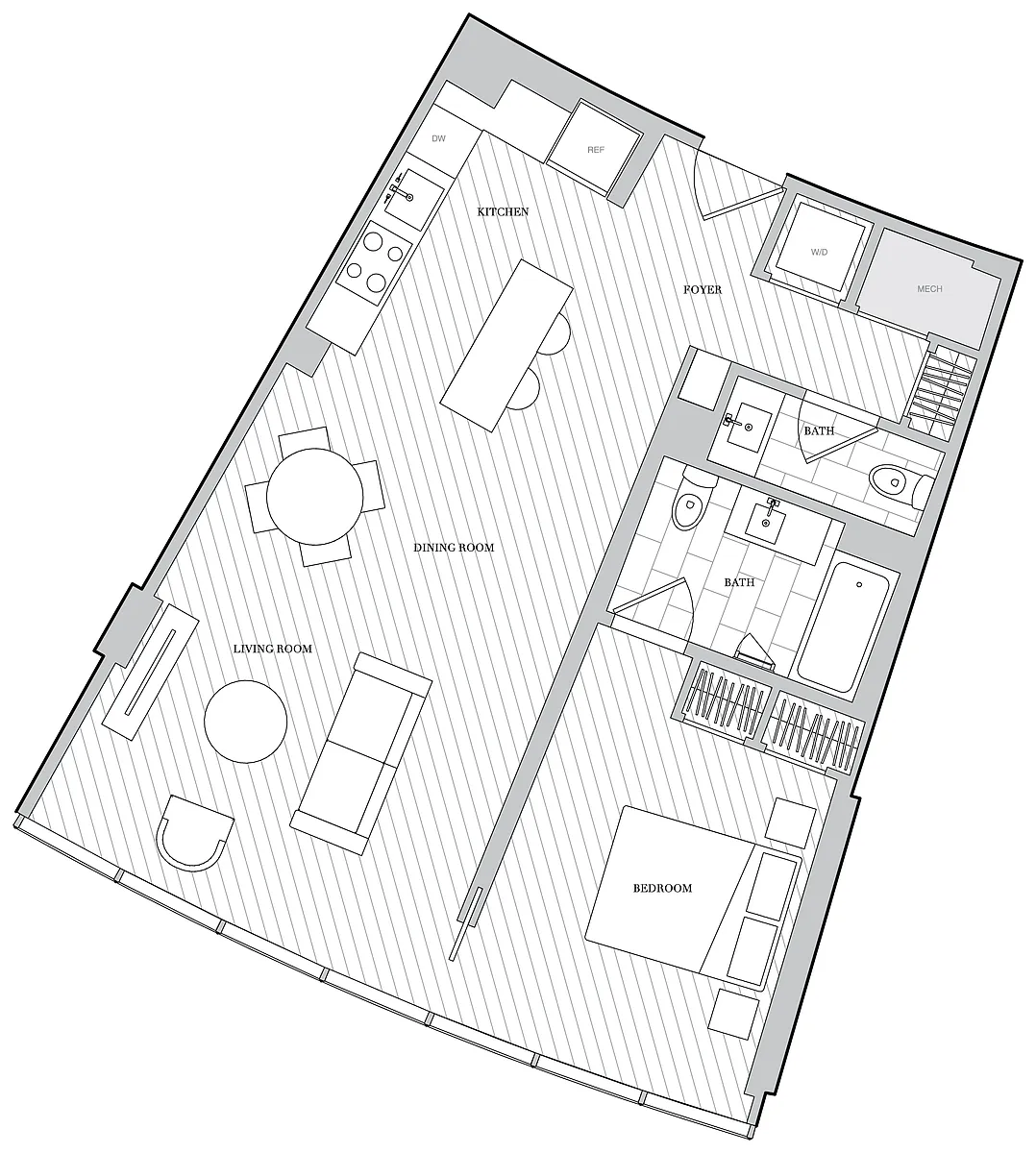 Floor plan 1 Bed 1 5 Bath B1 5C