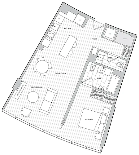 Floor plan 1 Bed 1 5 Bath B1 5C