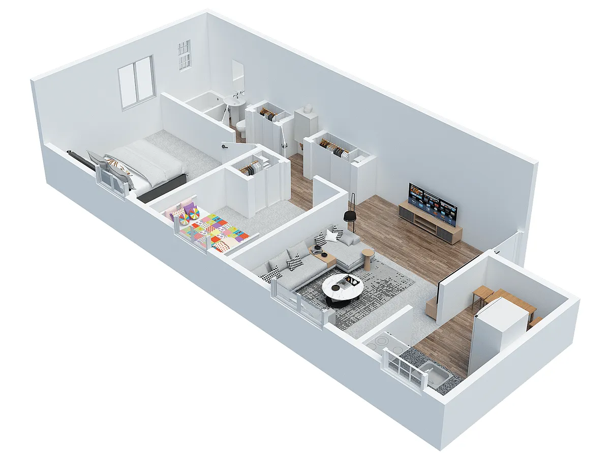 Floor plan 2 BD 1 BA