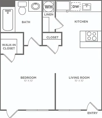 Studio One Bath | 424 sq. ft. Studio One Bath | 424 sq. ft.