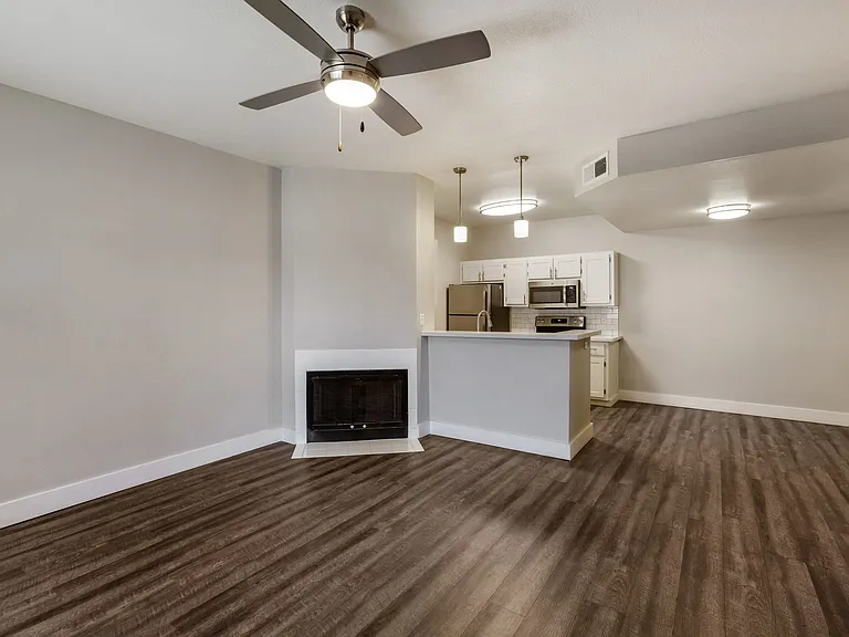 Enjoy the cozy ambiance of our living room, complete with a crackling fireplace