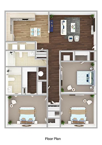 Floor plan 3BR, 2 Bath W/D CONNECTIONS