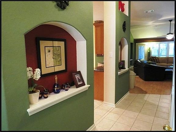 Another look at the entry showing the art niches.