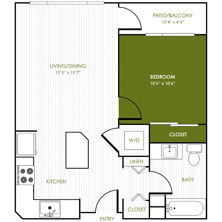 Floor plan 1 Bedroom 1 Bathroom D