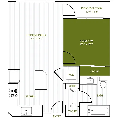 Floor plan 1 Bedroom 1 Bathroom D
