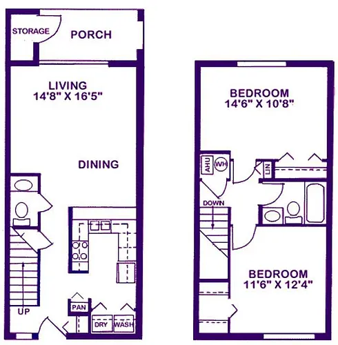 Floor plan Casablanca West 2 Bedroom 2 Bath