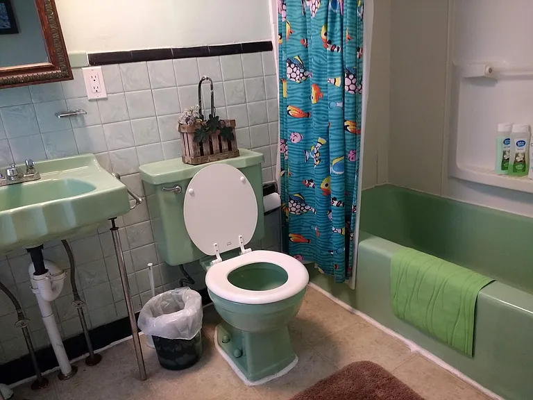 Full bath. (Note: To the left of what is depicted is dryer and window overlooking side porch. Washer is in kitchen.)
