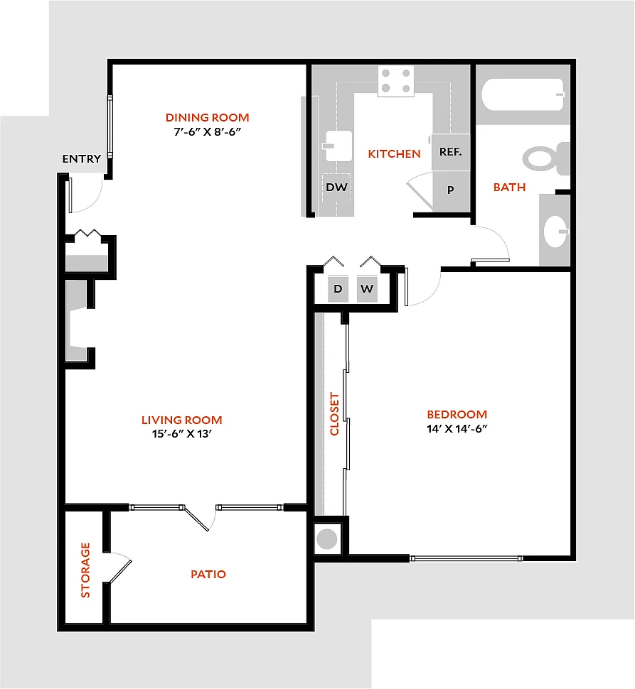 Floor plan South 1BR