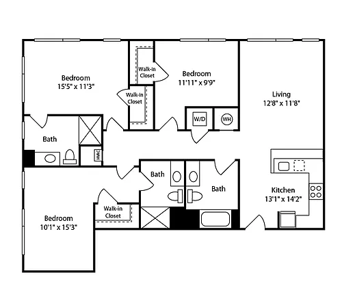 Floor plan 3 Bed/3 Bath-C7