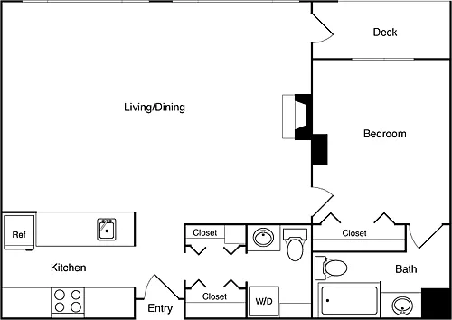 Floor plan 1 Bed 17B - SW