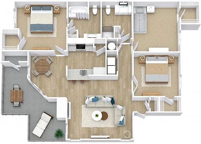 Floor plan Three Bedroom Wraparound Patio