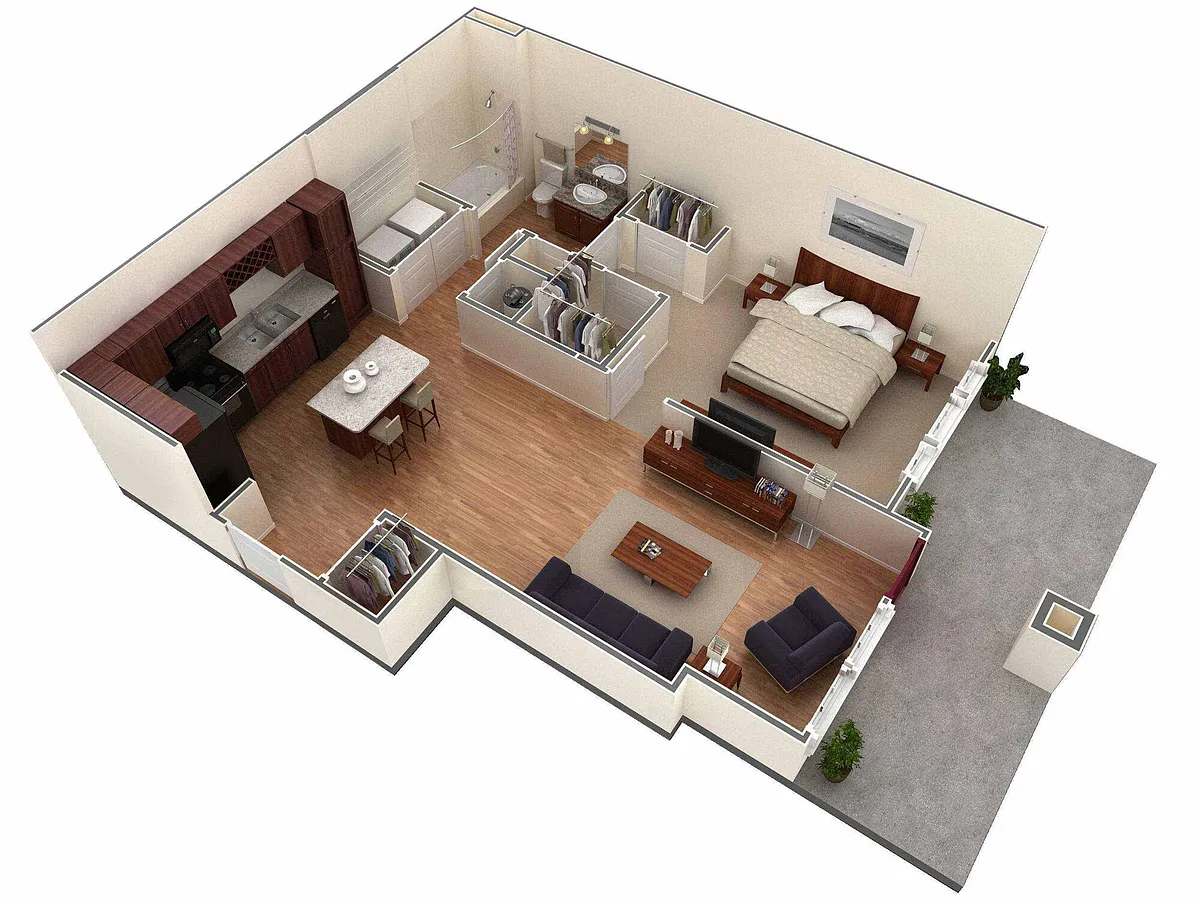 Floor plan 1 BR Designer Courtyard