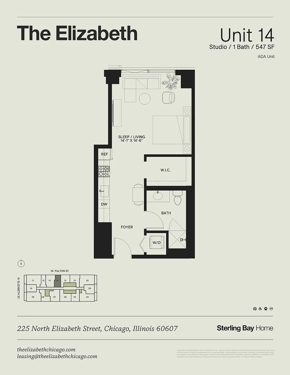 Floor plan 14A - Studio/1bath