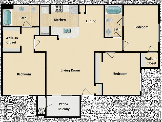 Floor plan 3 Bedroom 2 Bathroom