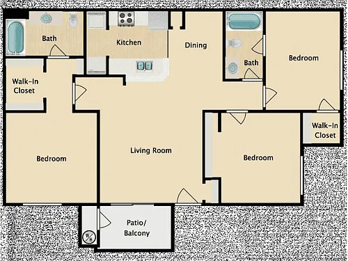 Floor plan 3 Bedroom 2 Bathroom