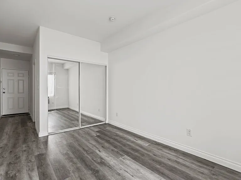 Bedroom with Mirrored Closet and Vinyl Flooring