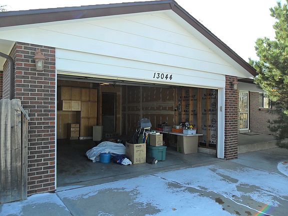 Front view - open garage