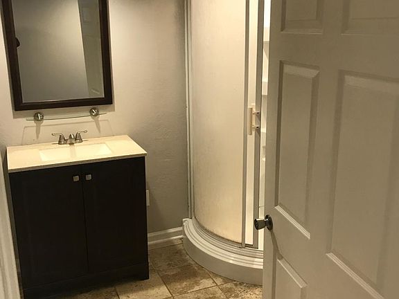 New vanity and shower in the bathroom