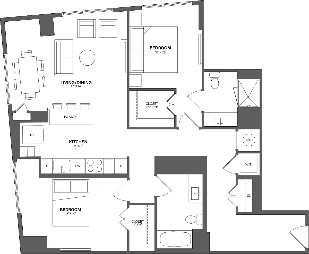 Floor plan 2 Bed/2 Bath-B2