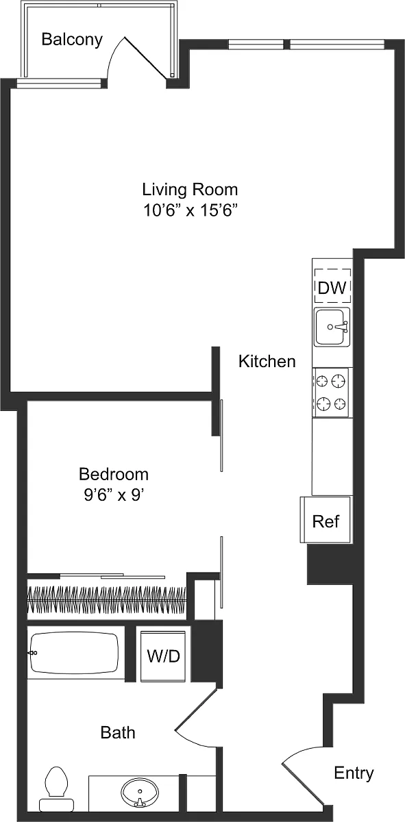 Floor plan One Bedroom C2