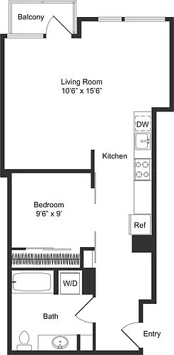 Floor plan One Bedroom C2