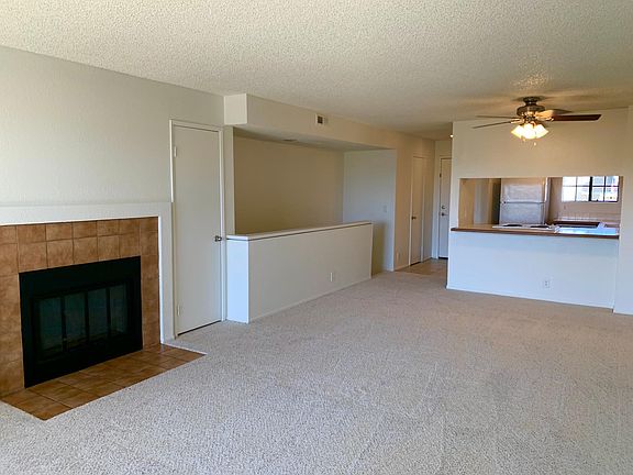 Living Room with Wood Burning Fireplace