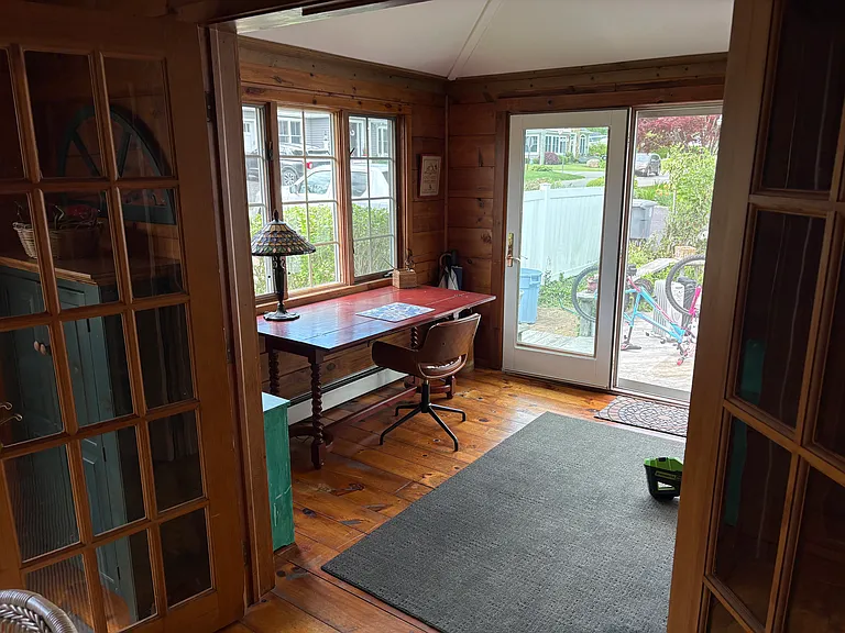 all season side porch with propane fireplace