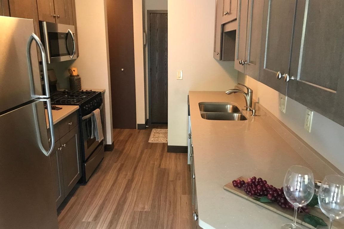Ample cabinet and countertop space