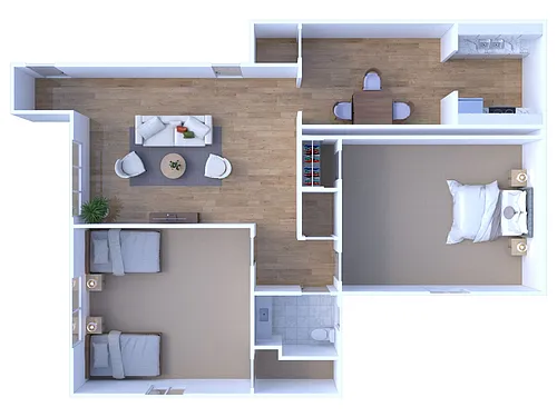 Floor plan 2 BR - 1 BTH