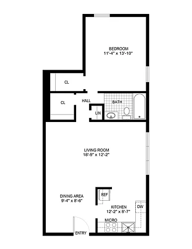 Floor plan 1 Bedroom Walk In