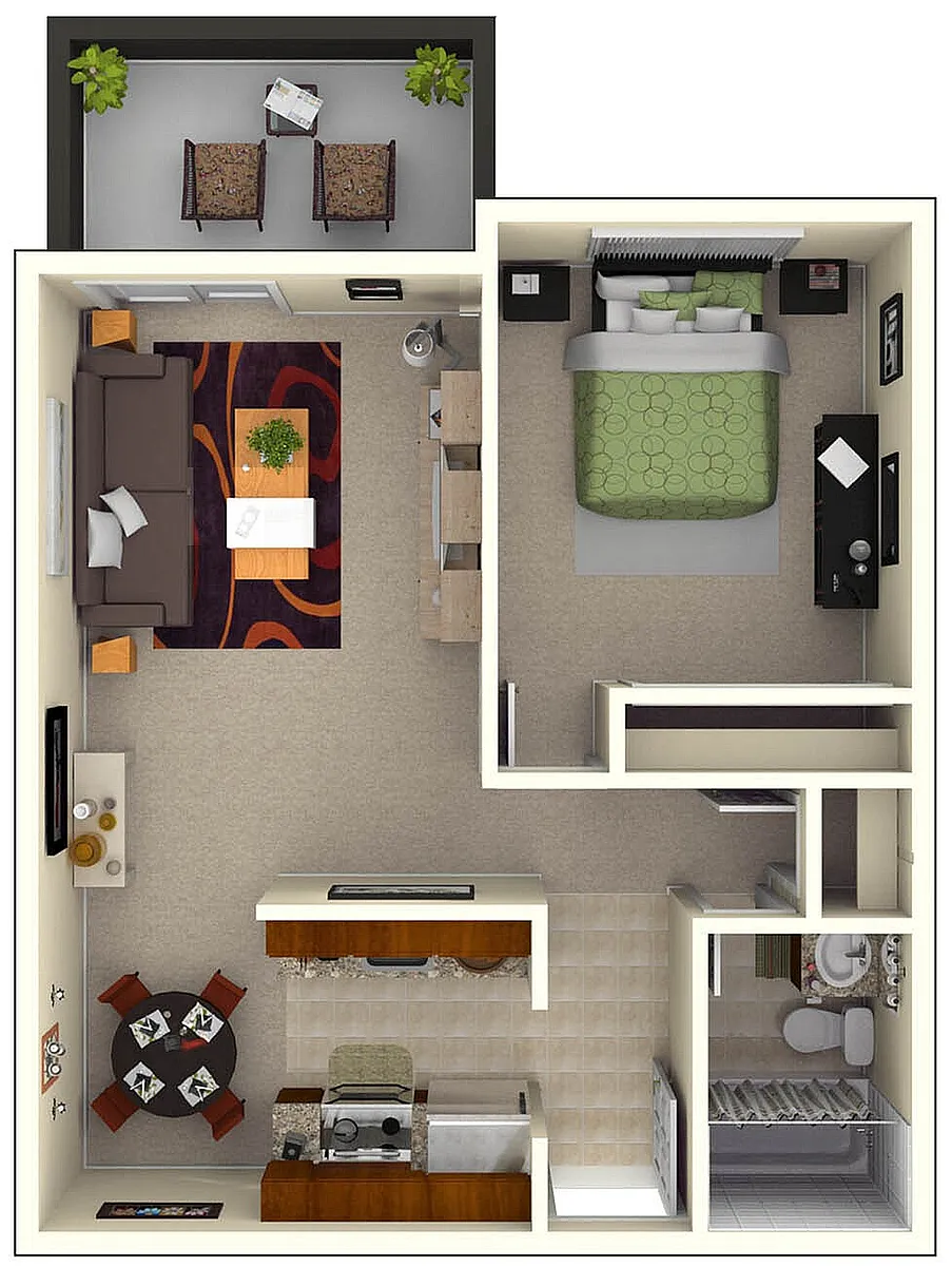Floor plan 1x1 - Large