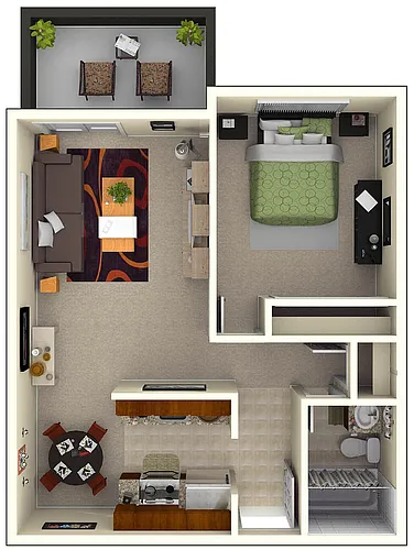 Floor plan 1x1 - Large
