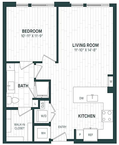 Floor plan 1 Bed/1 Bath-A10U