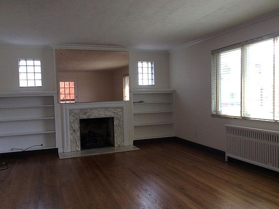 Living room with gas fireplace.