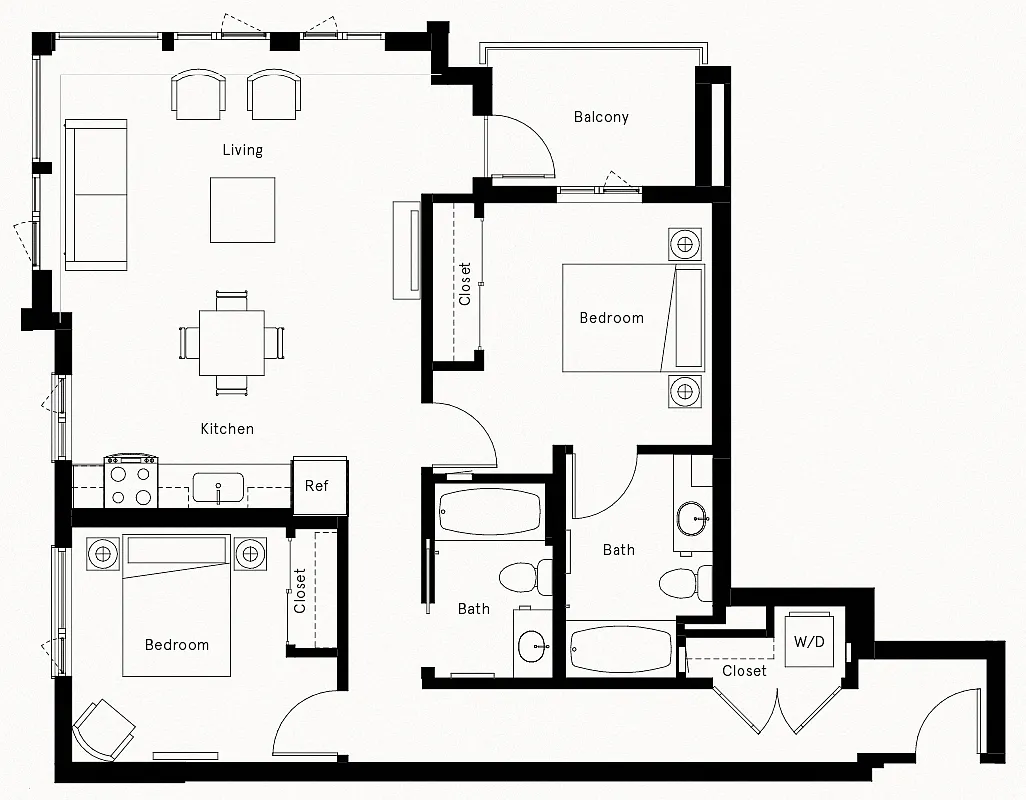 Floor plan 2 Bed/2 Bath-A1