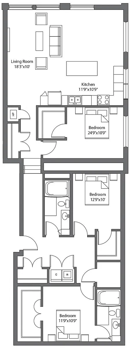 Floor plan Bottlehouse Loft 345