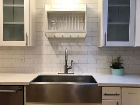 Farmhouse sink and plate rack!