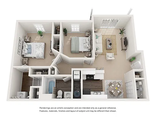 Floor plan Two Bed, Two Bath