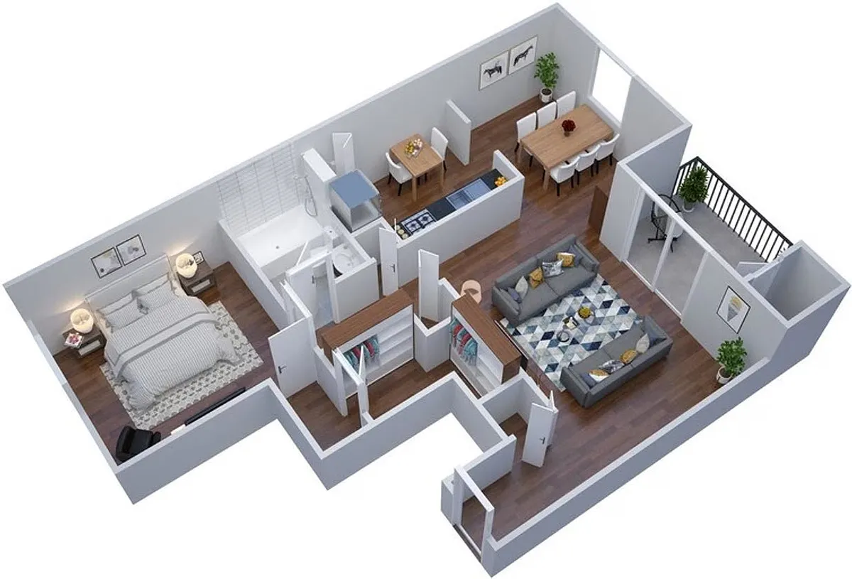 Floor plan 1BR - 1BTH Deluxe
