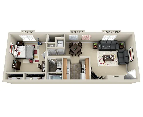 Floor plan 1 Bedroom 1 Bath